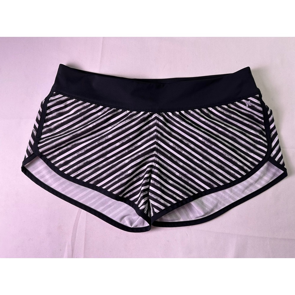 Hurley Phantom Shorts Women Large Black White‎ Zebra Striped Athletic Workout L